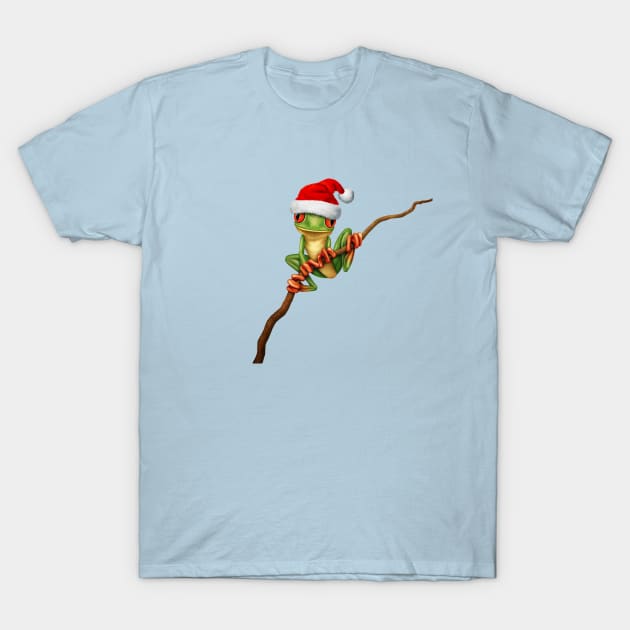 Baby Tree Frog Wearing a Santa Hat T-Shirt by jeffbartels